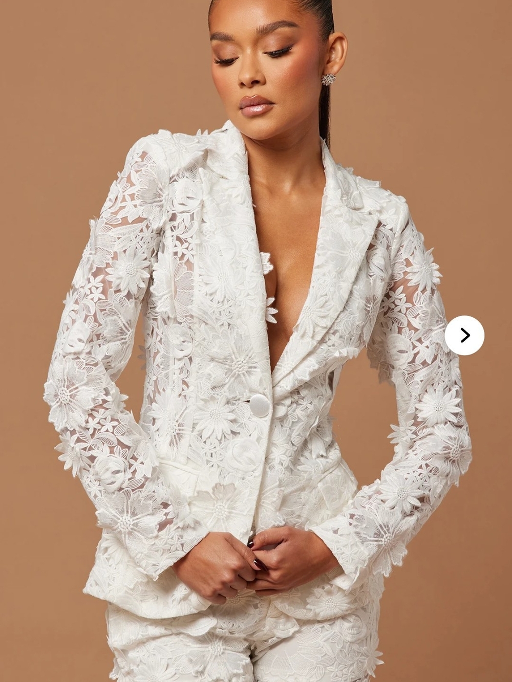 Elegant Fashion Nova Denise Embroidered Blazer/Jacket - White Lace